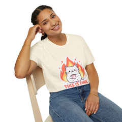 Cute Cat This Is Fine Unisex T-Shirt