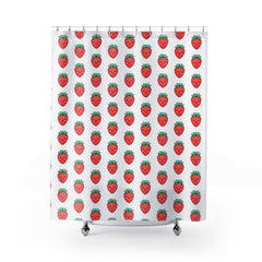 Cute Strawberry Shower Curtain, Fun Bathroom Decor, Fruity Gift for Summer, Kids Bathroom, Unique Gift for Her, Playful Home Decor