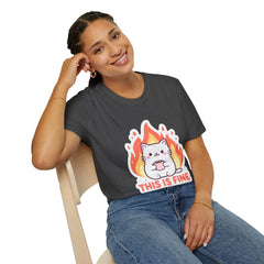 Cute Cat This Is Fine Unisex T-Shirt