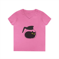 Cute Cat-Themed Ladies' V-Neck T-Shirt