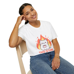Cute Cat This Is Fine Unisex T-Shirt