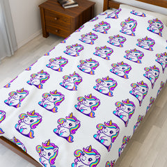 Magical Unicorn Velveteen Plush Blanket, Kids Blanket, Cozy Throw, Ideal Gift, Cute Decor, Soft Home Accessory