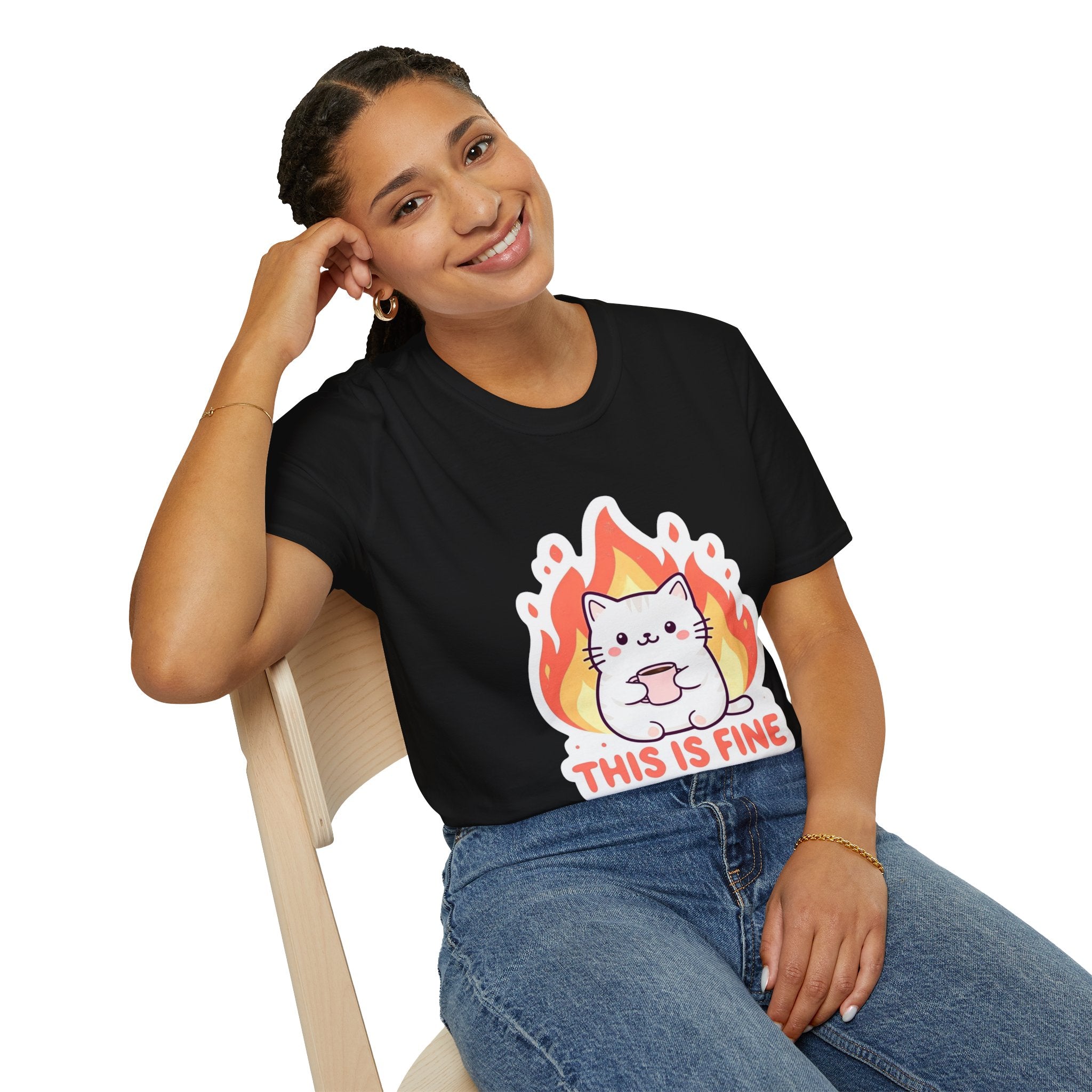 Cute Cat This Is Fine Unisex T-Shirt