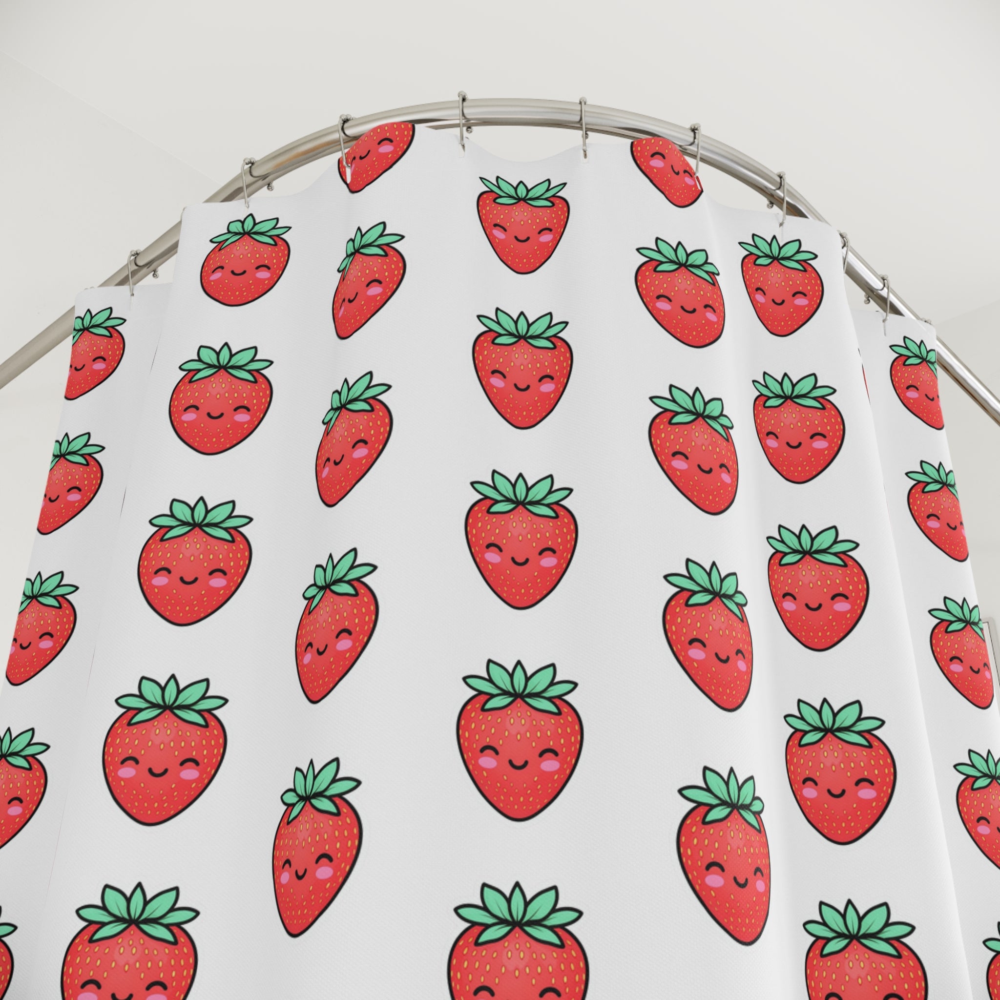 Cute Strawberry Shower Curtain, Fun Bathroom Decor, Fruity Gift for Summer, Kids Bathroom, Unique Gift for Her, Playful Home Decor