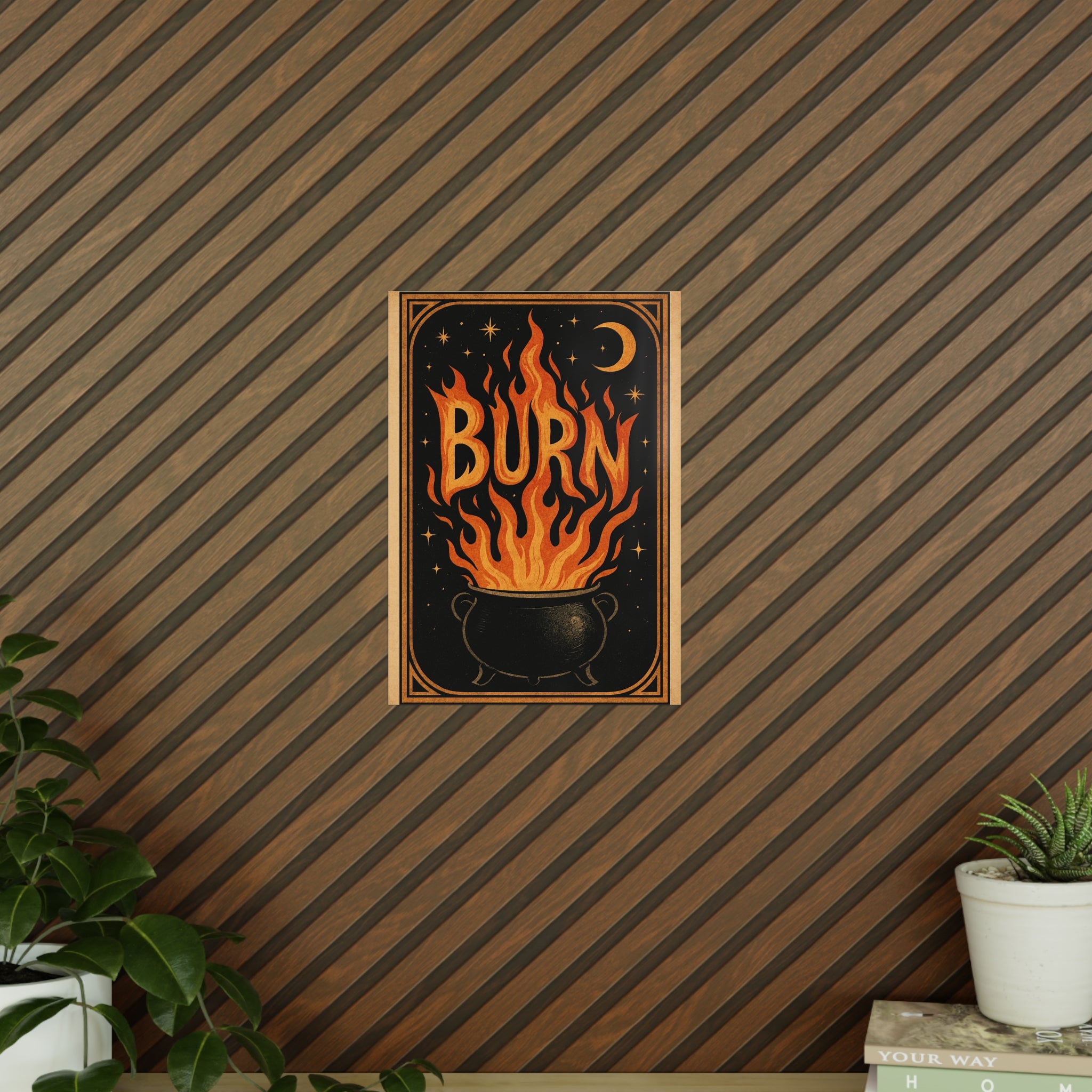 Burning Cauldron Wall Art Print - Magical Decor