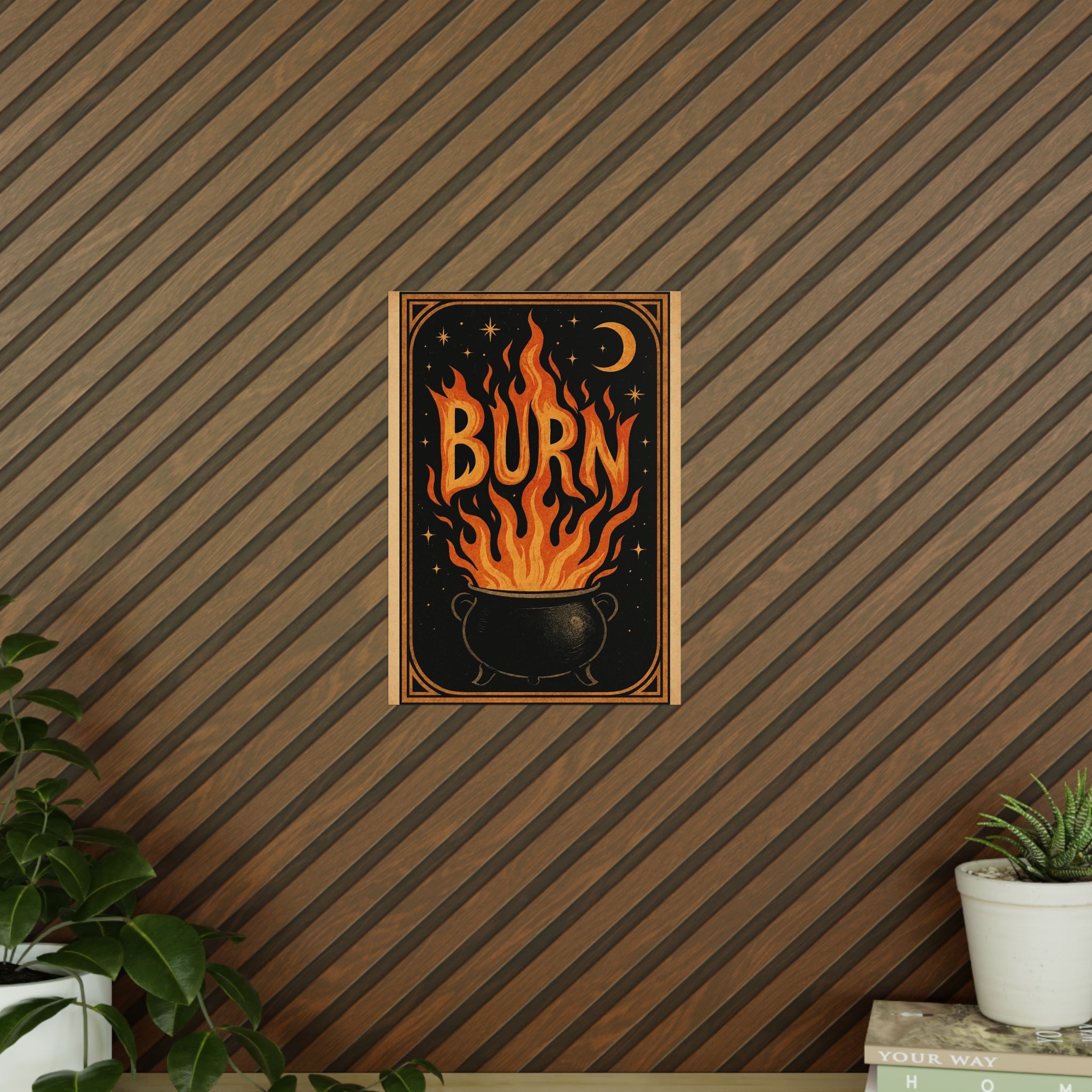 Burning Cauldron Wall Art Print - Magical Decor