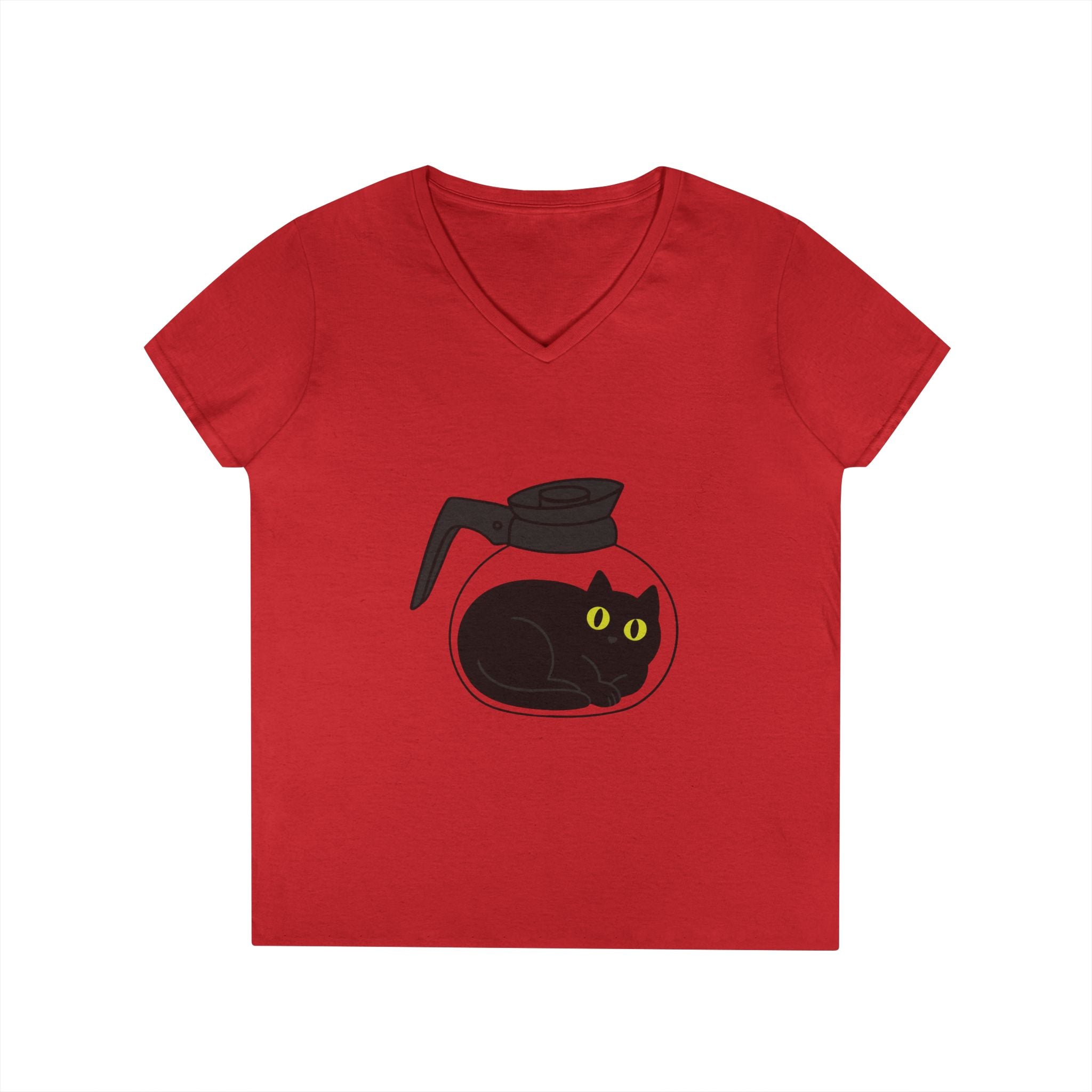 Cute Cat-Themed Ladies' V-Neck T-Shirt
