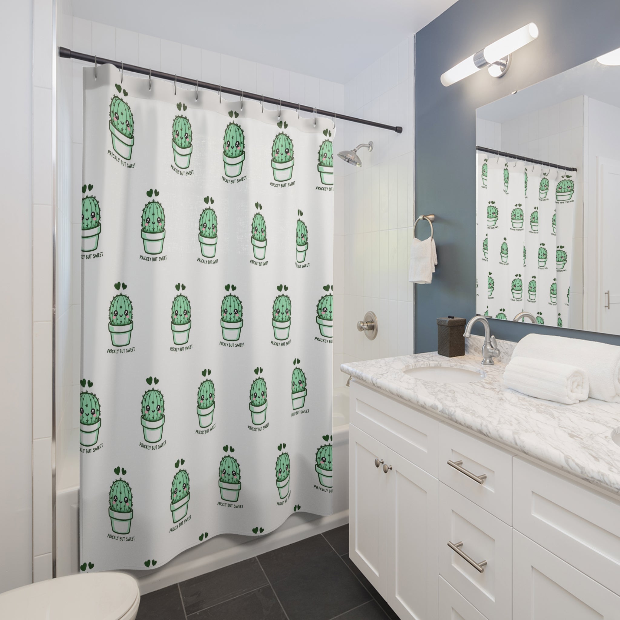 Cactus Shower Curtain - Fun Bathroom Decor, Gift for Plant Lovers, Trendy Home Accessories, Cute Cactus Design, Unique Bathroom Art