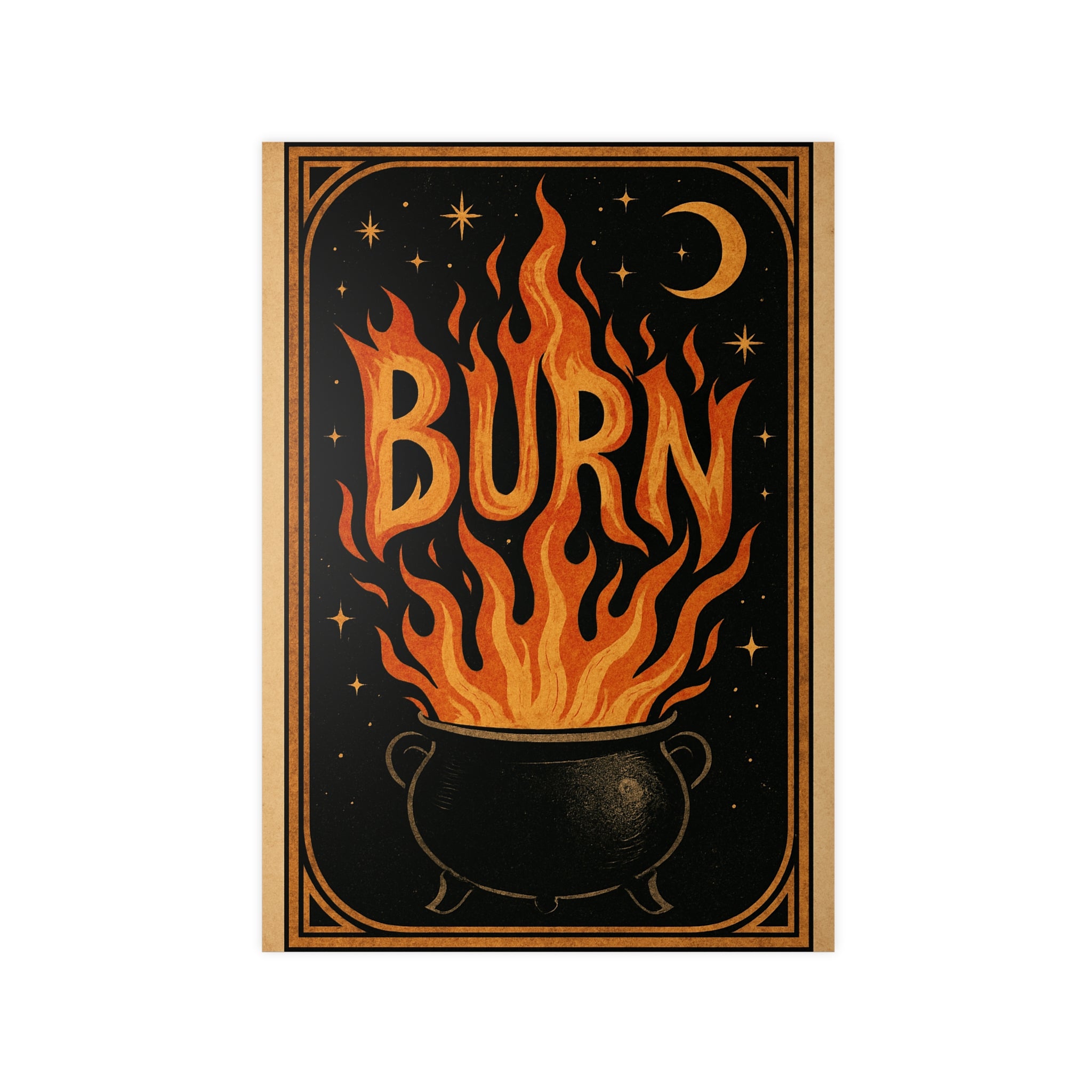 Burning Cauldron Wall Art Print - Magical Decor