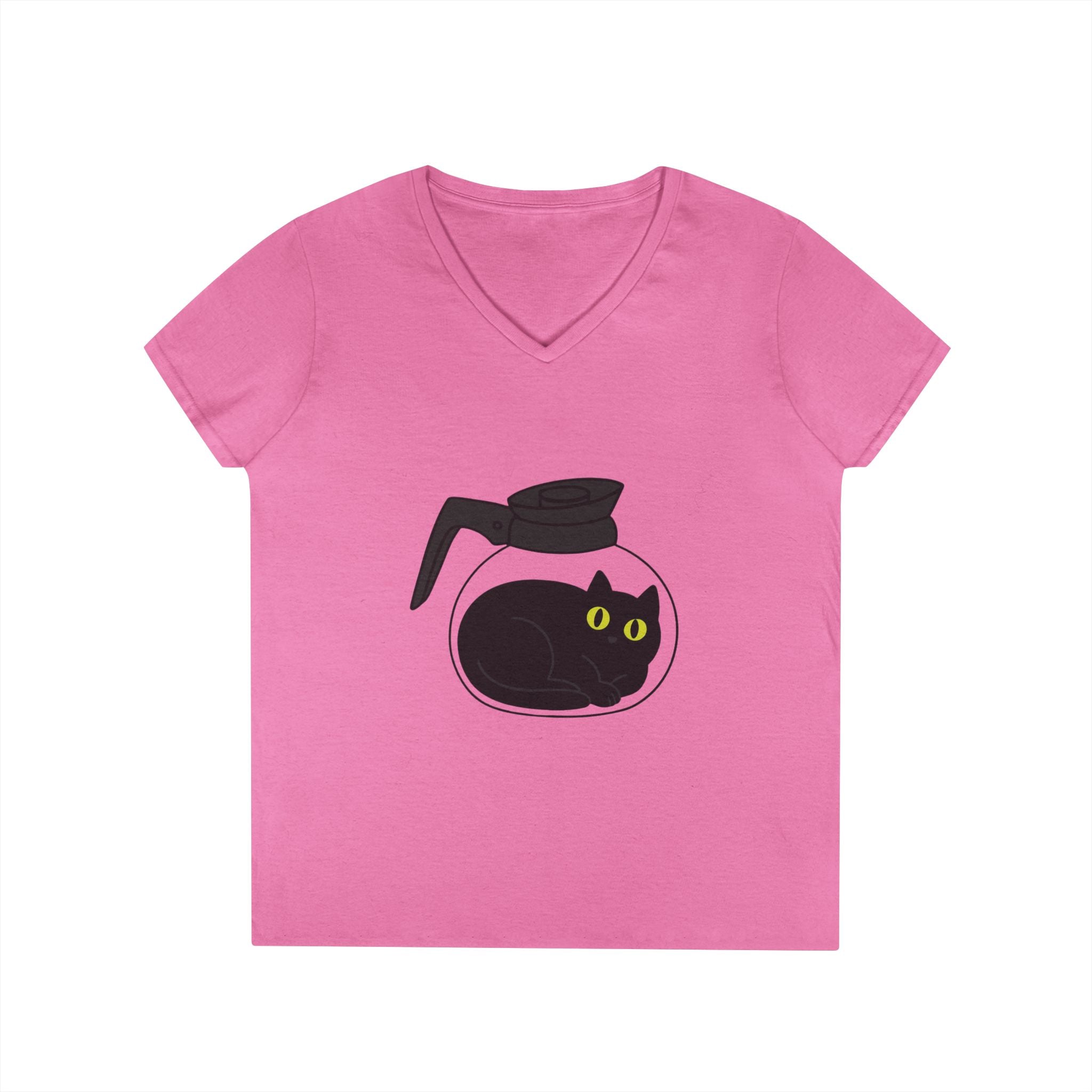 Cute Cat-Themed Ladies' V-Neck T-Shirt