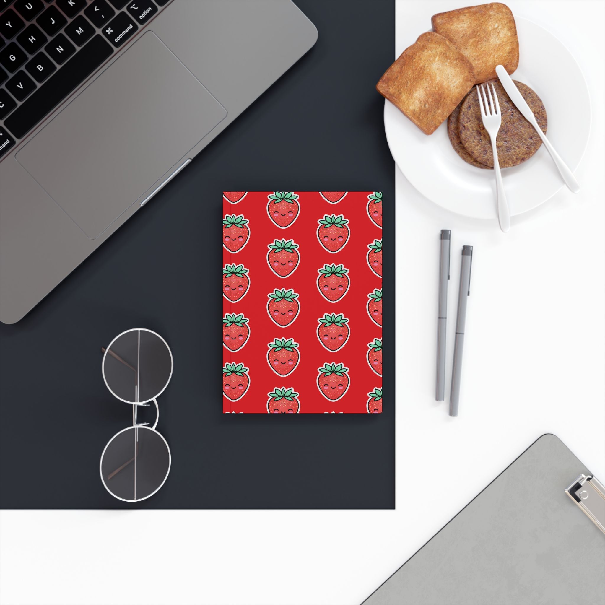 Cute Strawberry Hard Backed Journal with Kawaii Design, Perfect for Note-Taking, Journaling, Gift for Students, Summer Vibes, Cute [...]