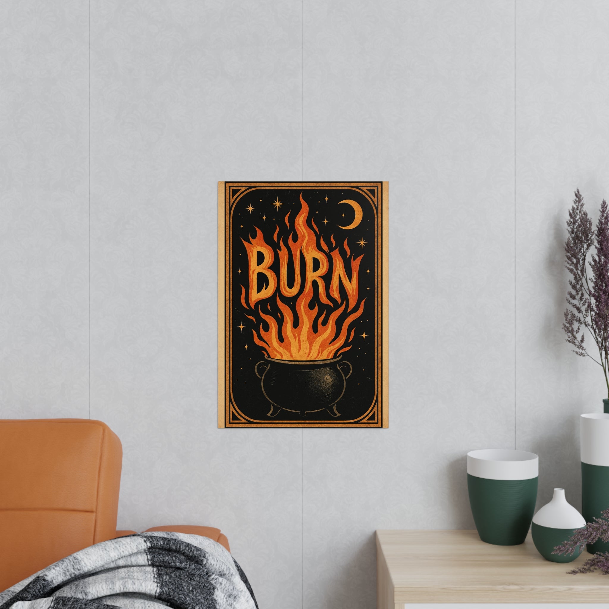 Burning Cauldron Wall Art Print - Magical Decor